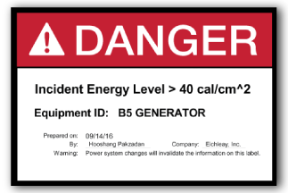 Danger Arc Flash Label